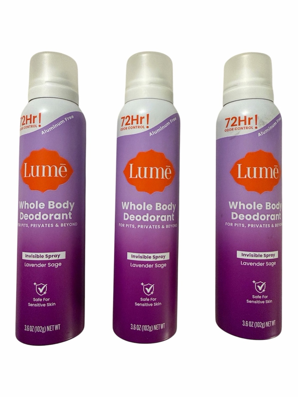 Lumé Whole Body Deodorant Spray Lavender Sage Scent Aluminum Free Invisible Lume
